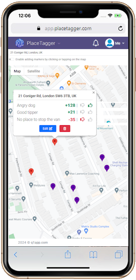 PlaceTagger app view